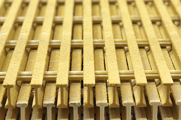 Yellow Gritted Pultruded Fiberglass Grating Stacked