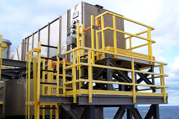 Custom fabricated fiberglass structure Installed on an offshore oil rig