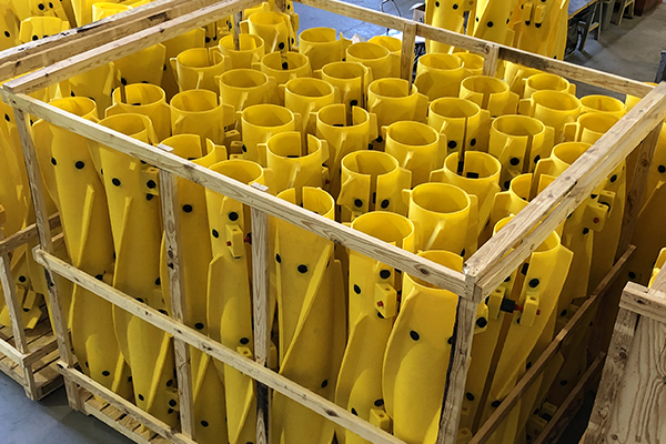 Yellow FRP Strakes inventory proir to shipment