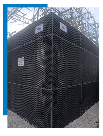 Black FRP Fencing Surrounding Electrical Facility