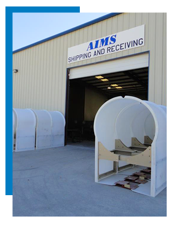 White FRP Fairings inventory outside of AIMS Fabrication facility