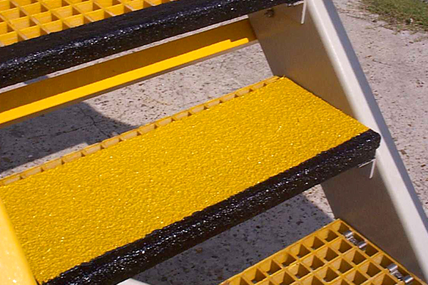 Covered and Uncovered Gritted Yellow and Black FRP Stair Treads