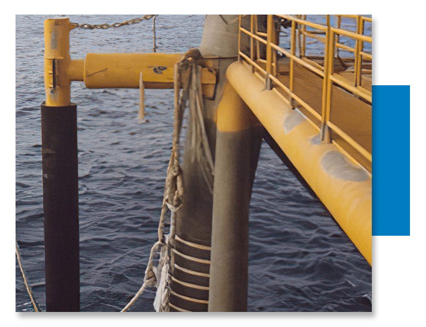 AIMS platform fendering system in use on an offshore oil rig in the gulf of mexico