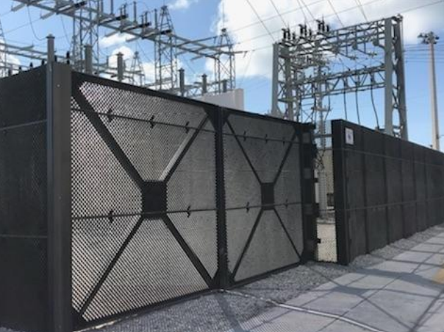 ENC composite fence installed around an electrical substation